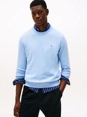 Tommy Hilfiger Blue Crew Neck Jumper With Cashmere - Image 4 of 5