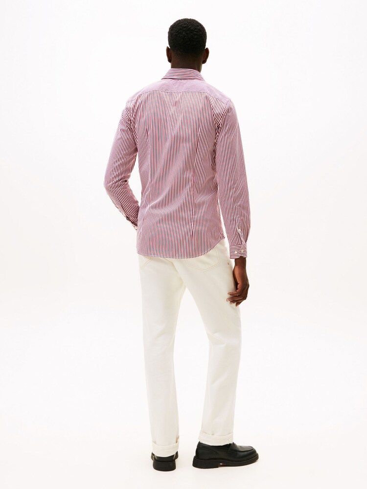 Tommy Hilfiger Red Smart Casual Slim Fit Stripe Poplin Shirt - Image 2 of 5 Tommy Hilfiger Red Smart Casual Slim Fit Stripe Poplin Shirt - Image 2 of 5