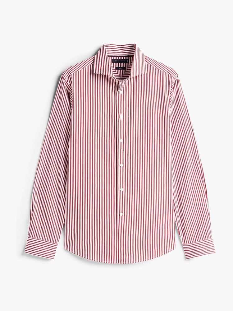 Tommy Hilfiger Red Smart Casual Slim Fit Stripe Poplin Shirt - Image 5 of 5