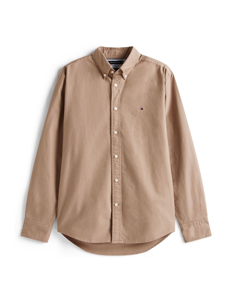 Tommy Hilfiger Brown Regular Fit Flag Embroidery Oxford Shirt - Image 5 of 5 Tommy Hilfiger Brown Regular Fit Flag Embroidery Oxford Shirt - Image 5 of 5