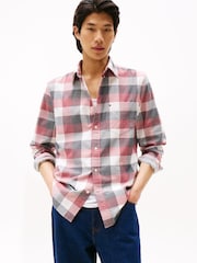 Tommy Hilfiger Red Regular Fit Corduroy Check Shirt - Image 1 of 5