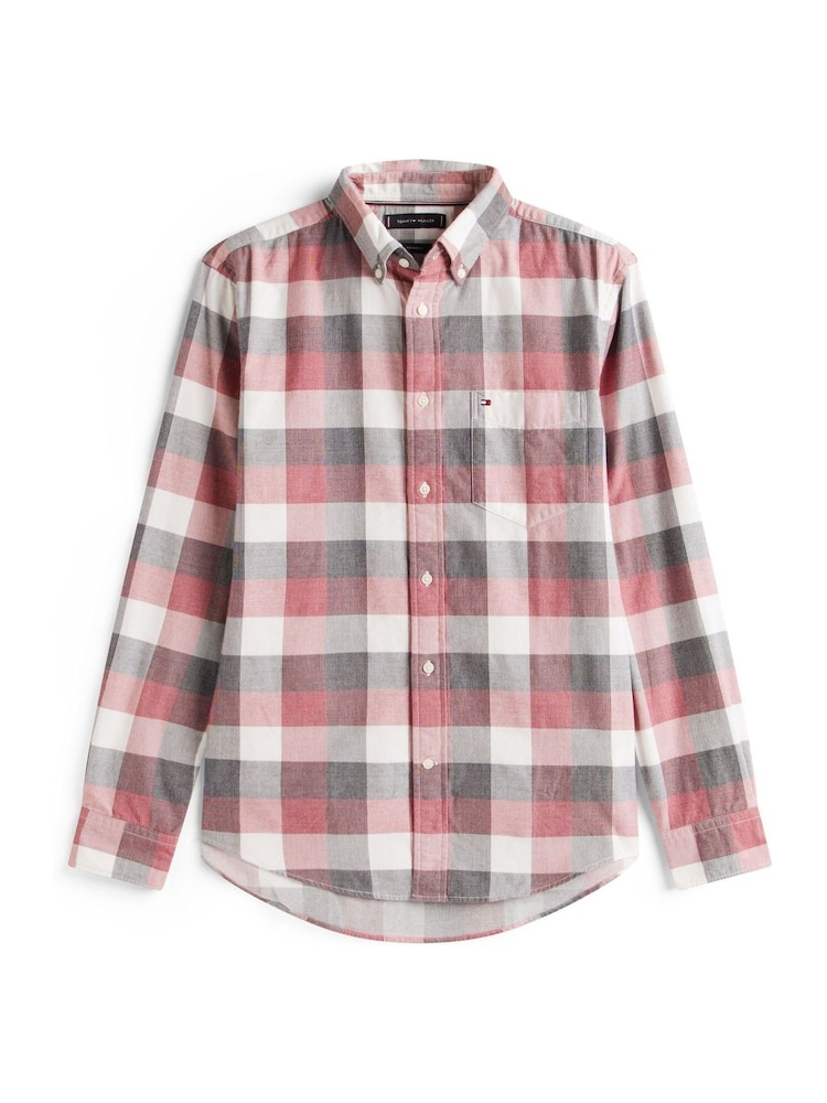 Tommy Hilfiger Red Regular Fit Corduroy Check Shirt - Image 5 of 5 Tommy Hilfiger Red Regular Fit Corduroy Check Shirt - Image 5 of 5