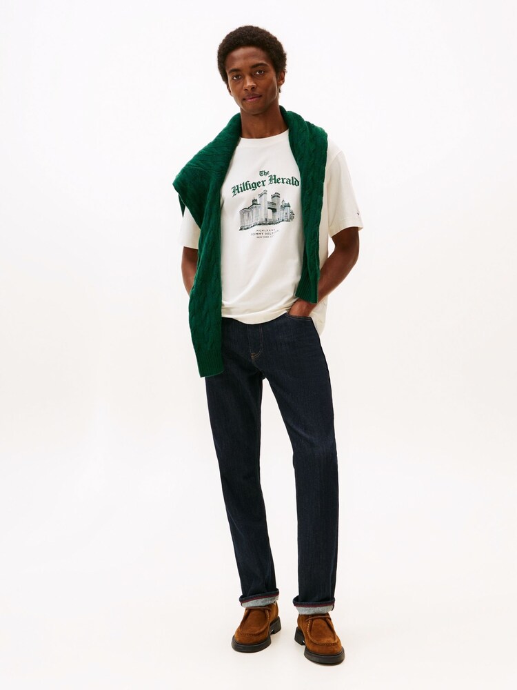 Tommy Hilfiger Cream Graphic Relaxed Crew Neck T-Shirt - Image 2 of 5 Tommy Hilfiger Cream Graphic Relaxed Crew Neck T-Shirt - Image 2 of 5