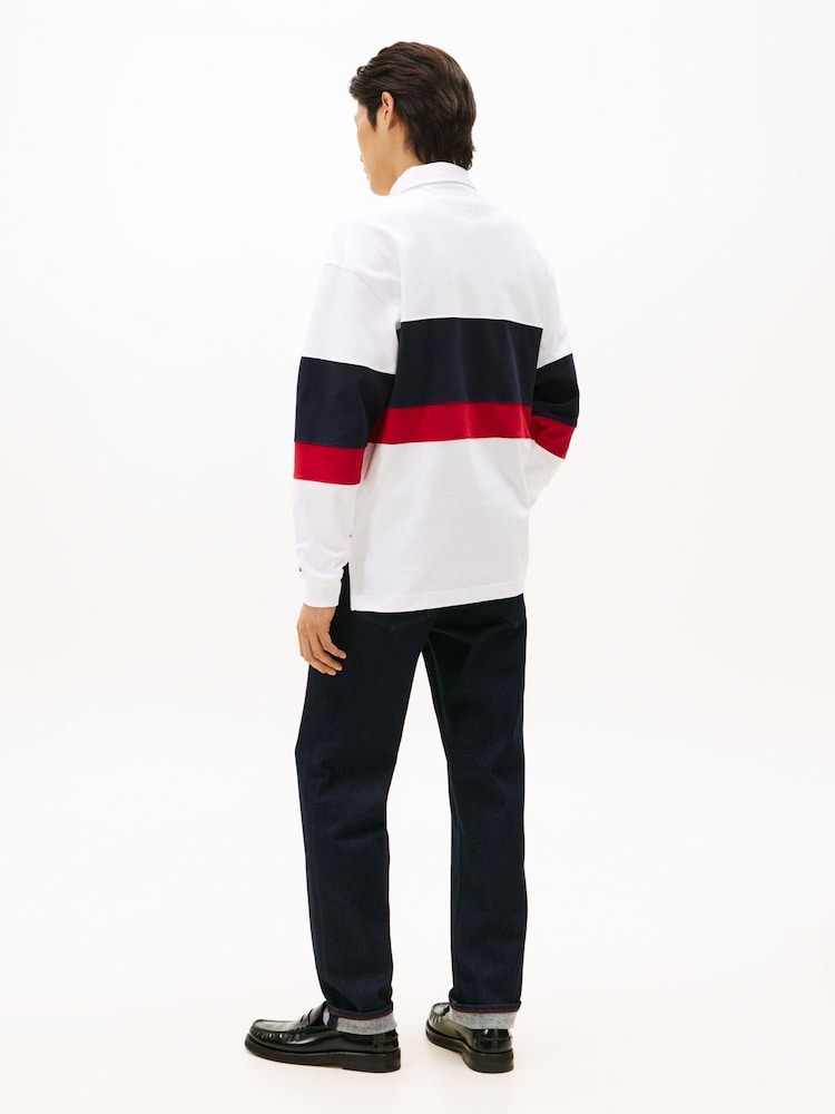Tommy Hilfiger White TH Crest Appliqué Relaxed Rugby Shirt - Image 2 of 5