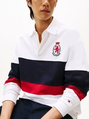 Tommy Hilfiger White TH Crest Appliqué Relaxed Rugby Shirt - Image 4 of 5