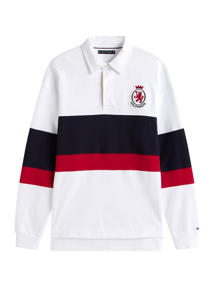 Tommy Hilfiger White TH Crest Appliqué Relaxed Rugby Shirt - Image 5 of 5 Tommy Hilfiger White TH Crest Appliqué Relaxed Rugby Shirt - Image 5 of 5