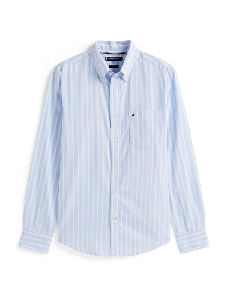 Tommy Hilfiger Blue Flex Regular Fit Stripe Shirt - Image 5 of 5 Tommy Hilfiger Blue Flex Regular Fit Stripe Shirt - Image 5 of 5