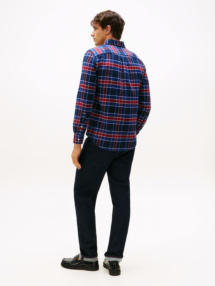 Tommy Hilfiger Blue Regular Fit Tartan Check Shirt - Image 2 of 5 Tommy Hilfiger Blue Regular Fit Tartan Check Shirt - Image 2 of 5