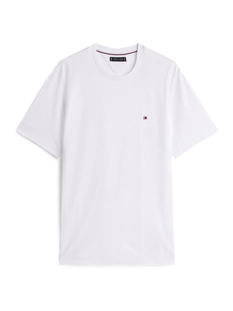 Tommy Hilfiger White Crew Neck Interlock Knit T-Shirt - Image 1 of 7