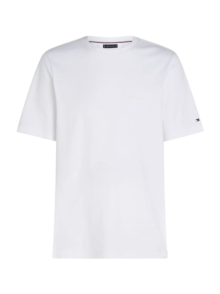 Tommy Hilfiger White Crew Neck Interlock Knit T-Shirt - Image 2 of 7 Tommy Hilfiger White Crew Neck Interlock Knit T-Shirt - Image 2 of 7