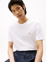 Tommy Hilfiger White Crew Neck Interlock Knit T-Shirt - Image 4 of 7