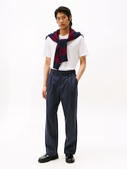 Tommy Hilfiger White Crew Neck Interlock Knit T-Shirt - Image 6 of 7