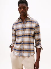 Tommy Hilfiger Cream Regular Fit Tartan Check Shirt - Image 1 of 5