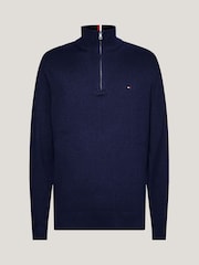 Tommy Hilfiger Blue Half-Zip Jumper With Cashmere - Image 5 of 6