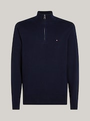 Tommy Hilfiger Blue Half-Zip Jumper With Cashmere - Image 6 of 6