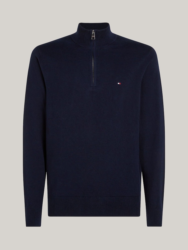 Tommy Hilfiger Blue Half-Zip Jumper With Cashmere - Image 6 of 6 Tommy Hilfiger Blue Half-Zip Jumper With Cashmere - Image 6 of 6