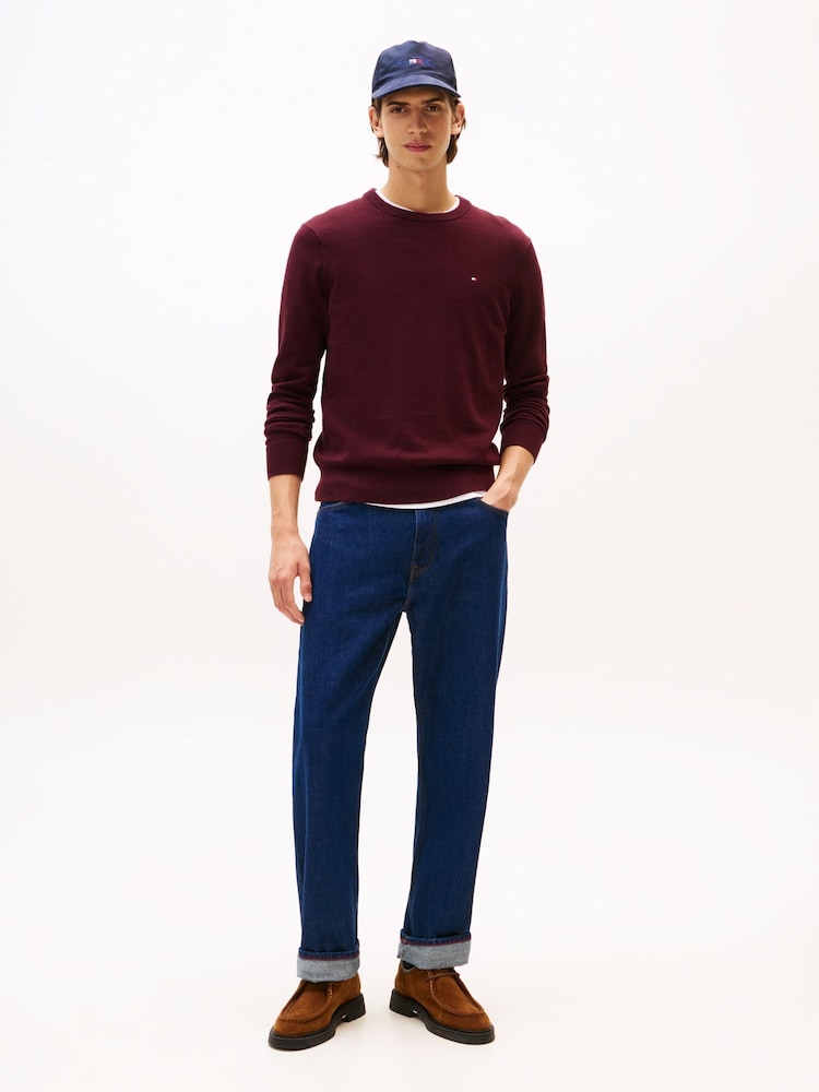 Tommy Hilfiger Red Crew Neck Jumper With Cashmere - Image 2 of 5 Tommy Hilfiger Red Crew Neck Jumper With Cashmere - Image 2 of 5