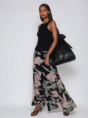 Religion Black Angelina Tiered Maxi Skirt In Soft Floral On Black Georgette - Image 1 of 5