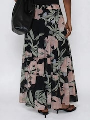 Religion Black Angelina Tiered Maxi Skirt In Soft Floral On Black Georgette - Image 3 of 5