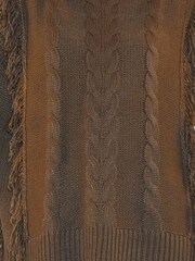 Religion Brown Oversized Jamie Roll Neck Jumper With Cable Detail And Fringing - Image 6 of 6