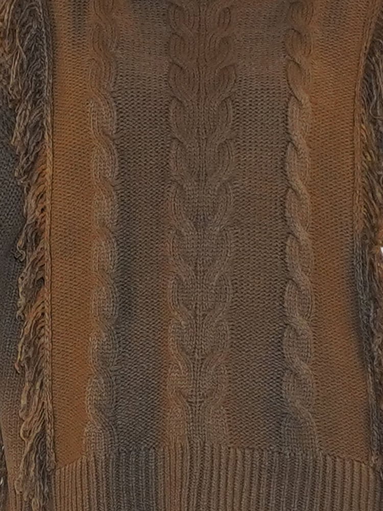 Religion Brown Oversized Jamie Roll Neck Jumper With Cable Detail And Fringing - Image 6 of 6 Religion Brown Oversized Jamie Roll Neck Jumper With Cable Detail And Fringing - Image 6 of 6