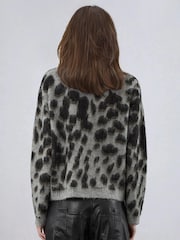 Religion Animal Cute Button Through Erin Cardigan In Grey And Black Animal Leopard - Image 5 of 6