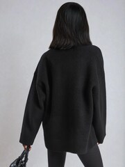 Religion Black Oversized Rebel Heart Slogan Jumper in Soft Yarn - Image 3 of 5