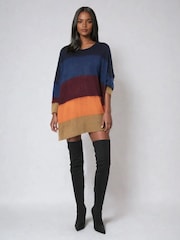 Religion Blue Crescent Jumper Tunic Dress In Block Stripes - Image 3 of 6