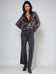 Religion Pink Loose Fit Diana Shirt In Dark Floral Taupe Green Print - Image 4 of 6