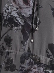 Religion Grey Aida Short Mini Shift Dress In Taupe Floral Print With Tie Waist - Image 5 of 5