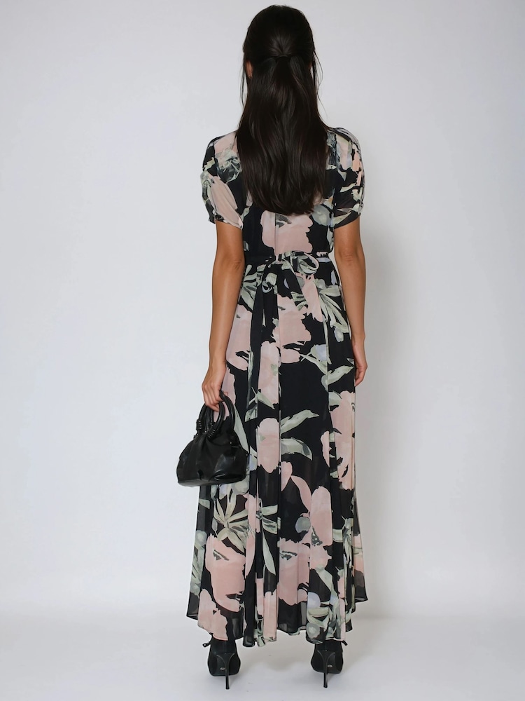 Religion Black Anja Wrap 2 Way Maxi Dress In Soft Floral On Georgette - Image 2 of 6 Religion Black Anja Wrap 2 Way Maxi Dress In Soft Floral On Georgette - Image 2 of 6