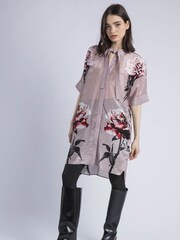 Religion Nude/Pink Diana Tunic Dress With Neck Tie In Rose Heart Print - Image 3 of 6