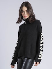 Religion Black Phoebe Zip Through Cardigan With Rock and Roll Star Slogans On Sleeve - Image 2 of 6