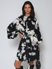 Religion Black Isabel Tunic Shirt Dress With Tie Waist And Pockets - Image 2 of 5