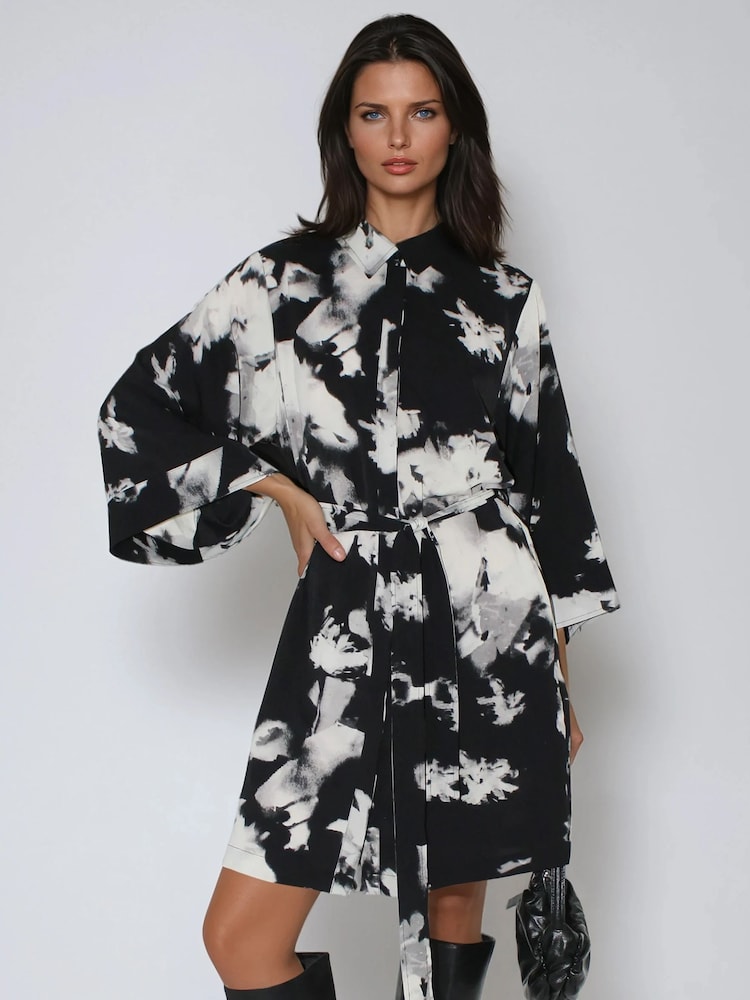 Religion Black Isabel Tunic Shirt Dress With Tie Waist And Pockets - Image 2 of 5