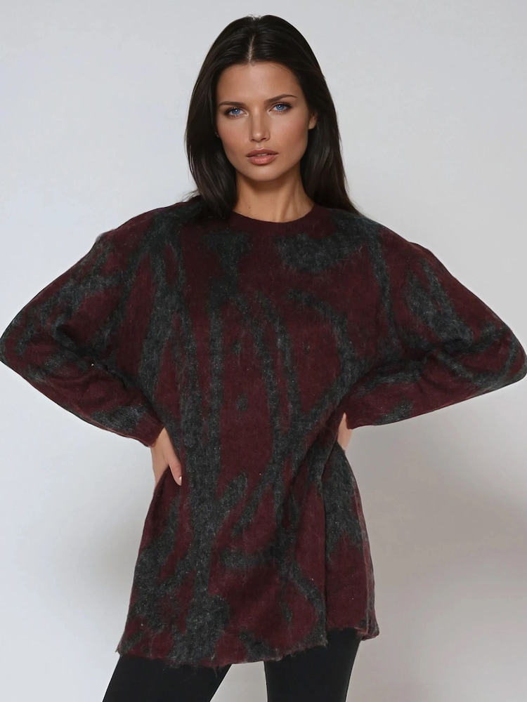 Religion Grey Maya Jumper Dress In Abstract Stripe Jaquard - Image 2 of 6 Religion Grey Maya Jumper Dress In Abstract Stripe Jaquard - Image 2 of 6