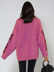Religion Pink Oversized Rock N Roll Star Jumper In Pop Colours - Image 6 of 6