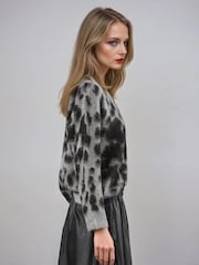 Religion Animal Erin Crew Neck Jumper In Grey And Black Animal Leopard - Image 3 of 5