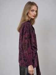 Religion Purple Freya Tie Front Shirt In Sheer Floral Print - Image 3 of 5