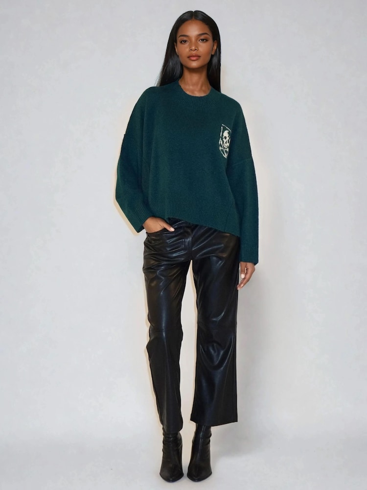 Religion Green Luscious Jumper with Skull & Cross Bone Jacquard - Image 2 of 6
