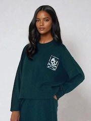 Religion Green Luscious Jumper with Skull & Cross Bone Jacquard - Image 4 of 6