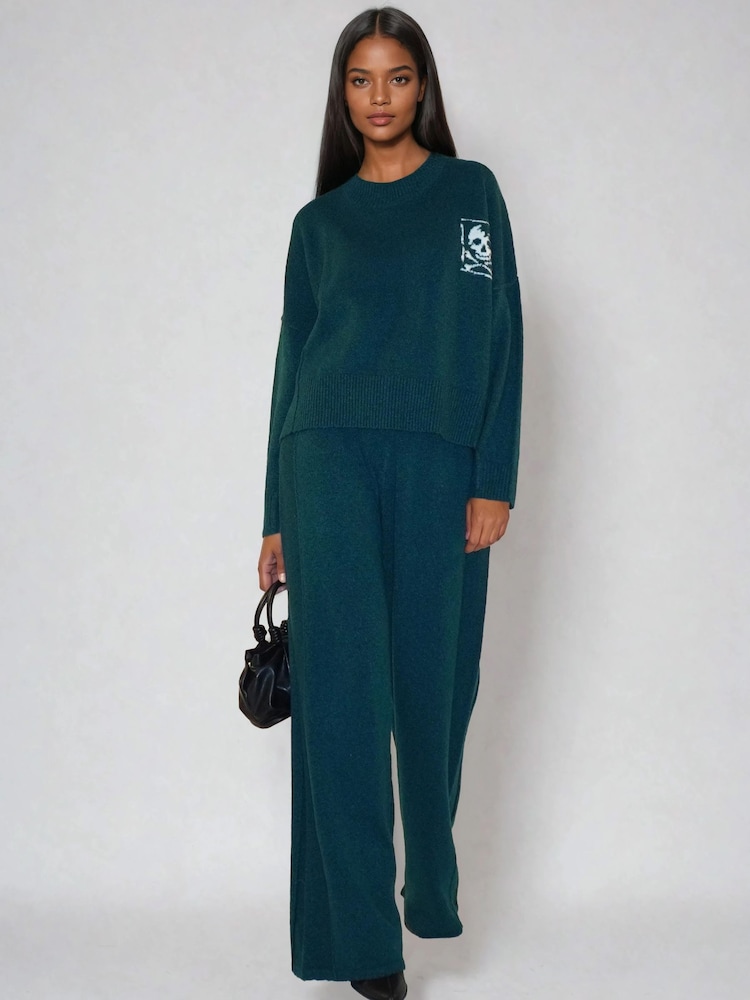 Religion Green Luscious Jumper with Skull & Cross Bone Jacquard - Image 6 of 6