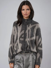 Religion Maya Zip Thru Cardigan In Abstract Stripe Jaquard - Bild 1 von 6