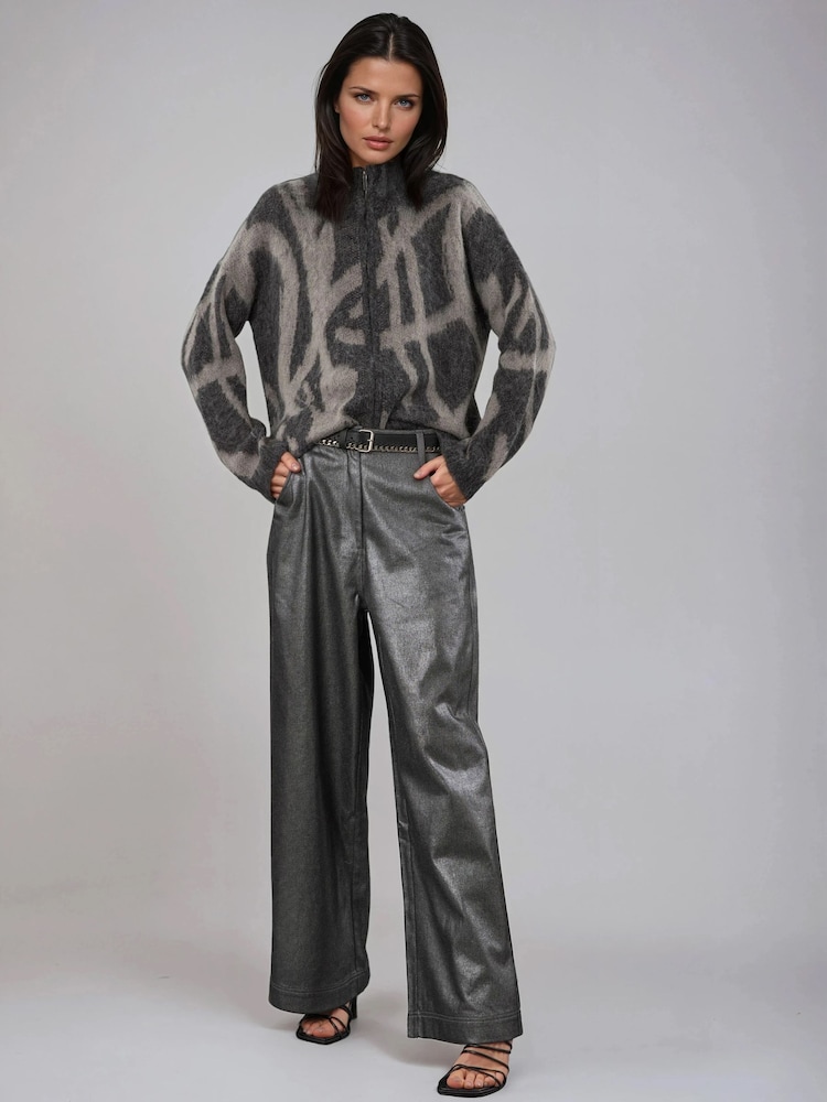 Religion Maya Zip Thru Cardigan In Abstract Stripe Jaquard - Bild 2 von 6