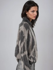 Religion Maya Zip Thru Cardigan In Abstract Stripe Jaquard - Bild 3 von 6