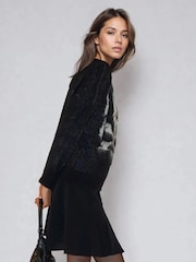 Religion Black Toxic Crew Neck Jumper with Skull in Fluffy Yarn - Image 4 of 6