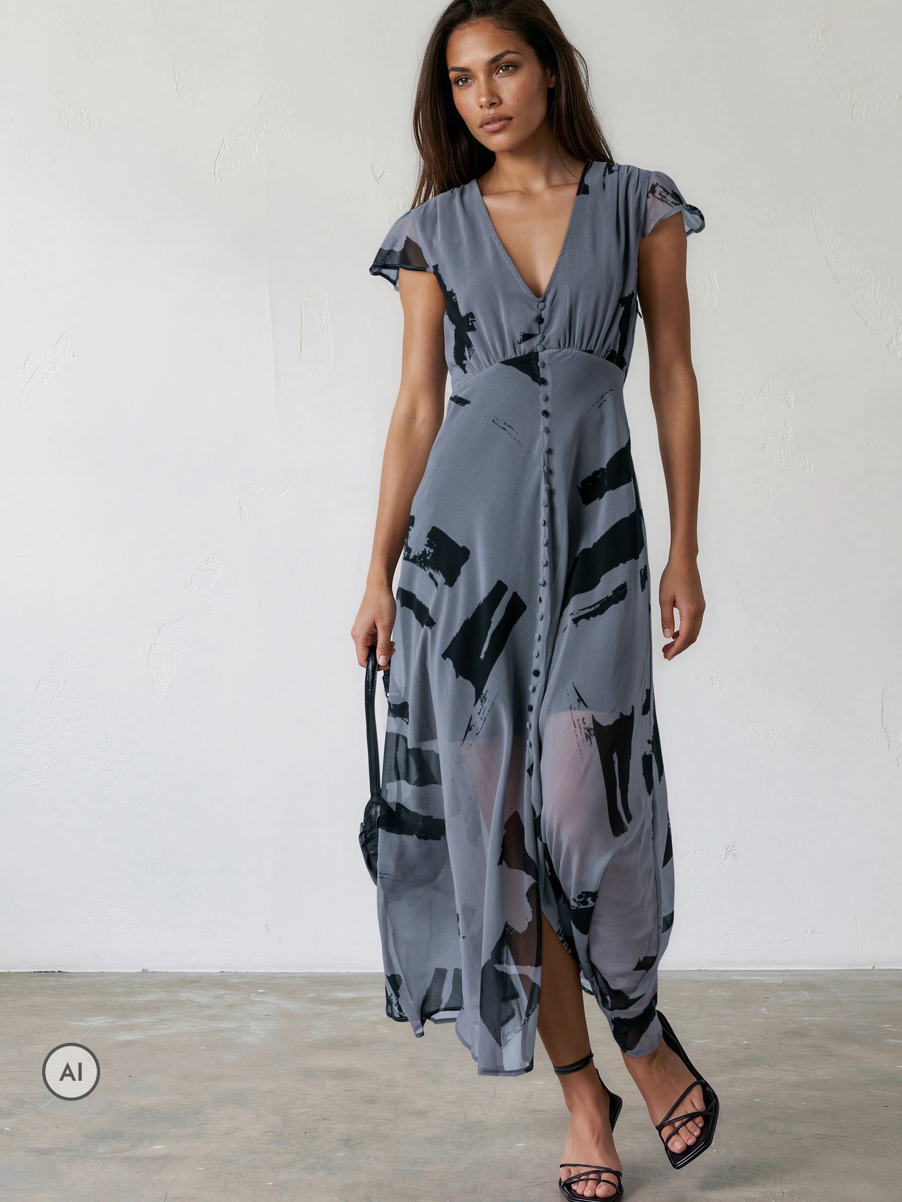 Buy Religion Grey/Black Indium Maxi Tea Dress from Next Lithuania