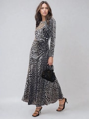 Religion Animal Emmy Maxi Dress In Slinky Velvet Burn Out Fabric - Image 2 of 6