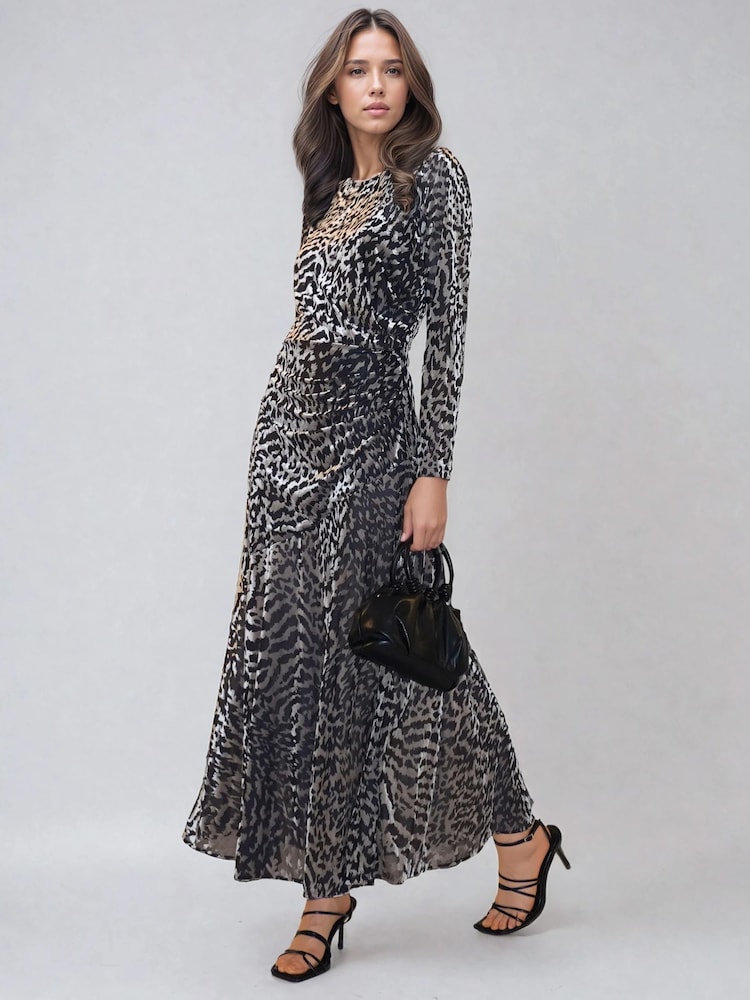 Religion Animal Emmy Maxi Dress In Slinky Velvet Burn Out Fabric - Image 2 of 6