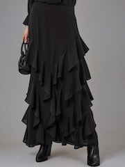 Religion Black Scarlet Ruffle Maxi Skirt In Layers Of Georgette - Image 2 of 5